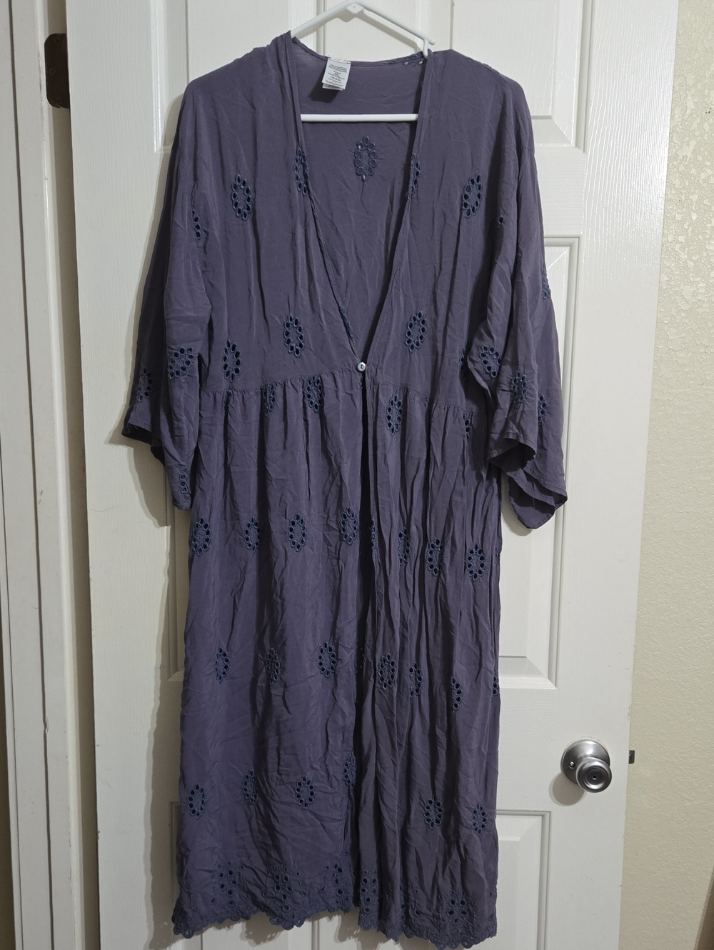 Women's Embroidered Purple Midi Dress